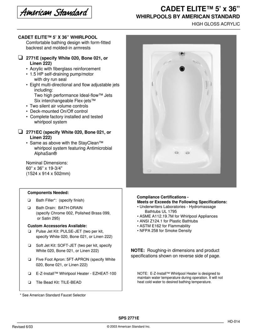 American Standard Cadet Elite 2771EC Features & dimensions
