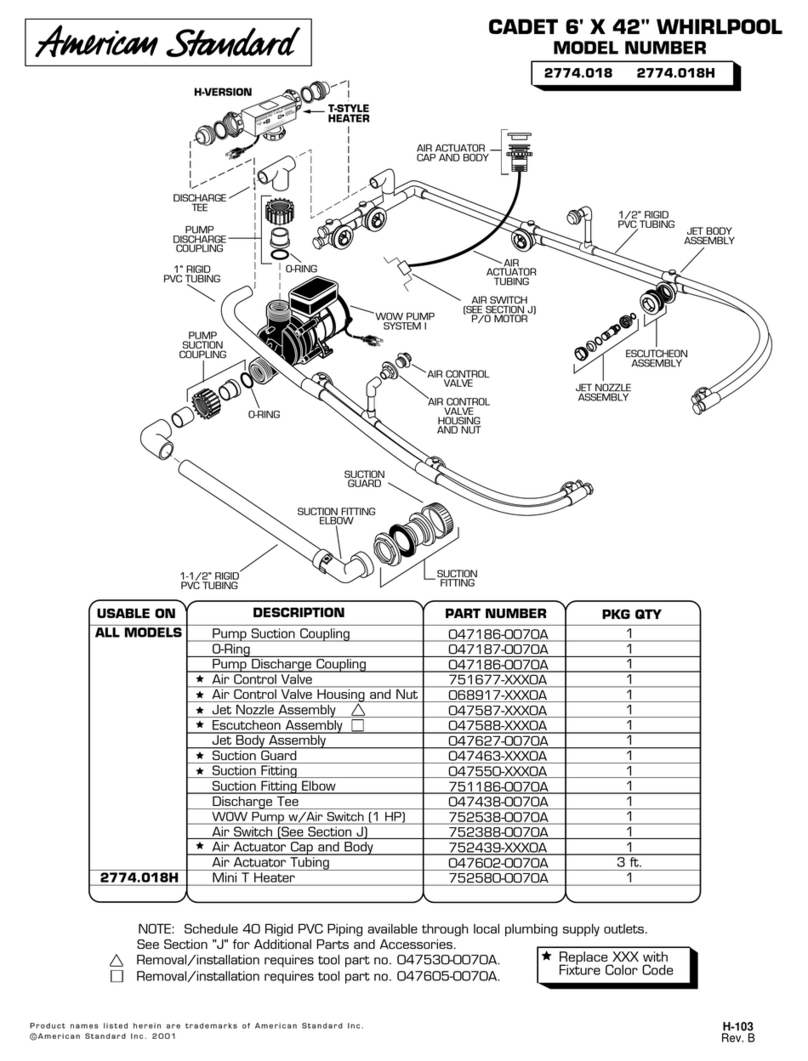 American Standard Cadet 6'x42 2774.018H User manual
