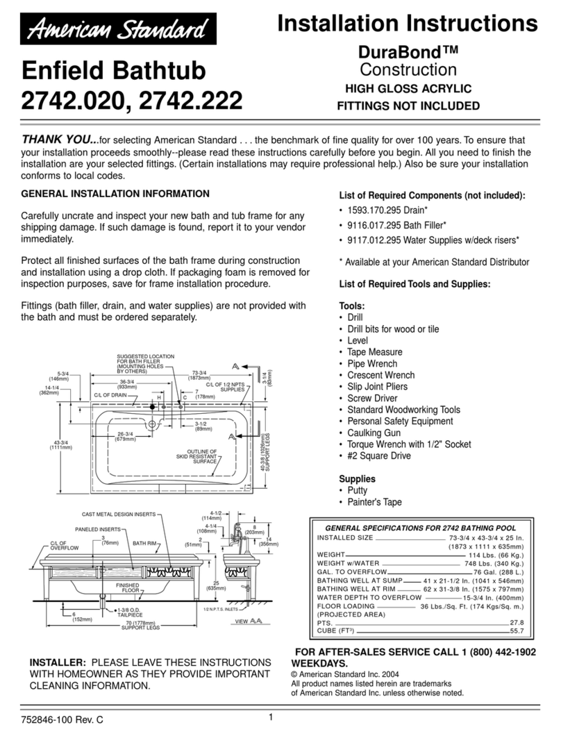 American Standard Enfield Bathtub 2742.020 installation instructions