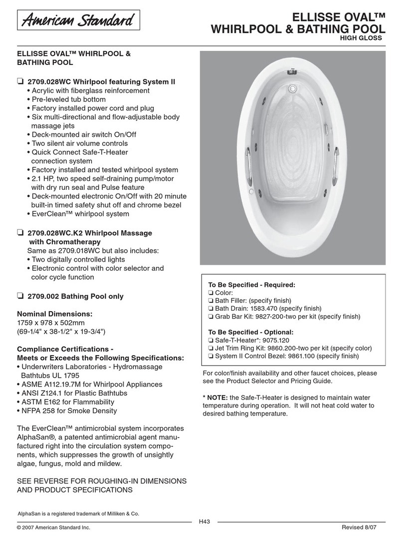 American Standard Ellisse Oval Whirlpool and Bathing Pool... User manual
