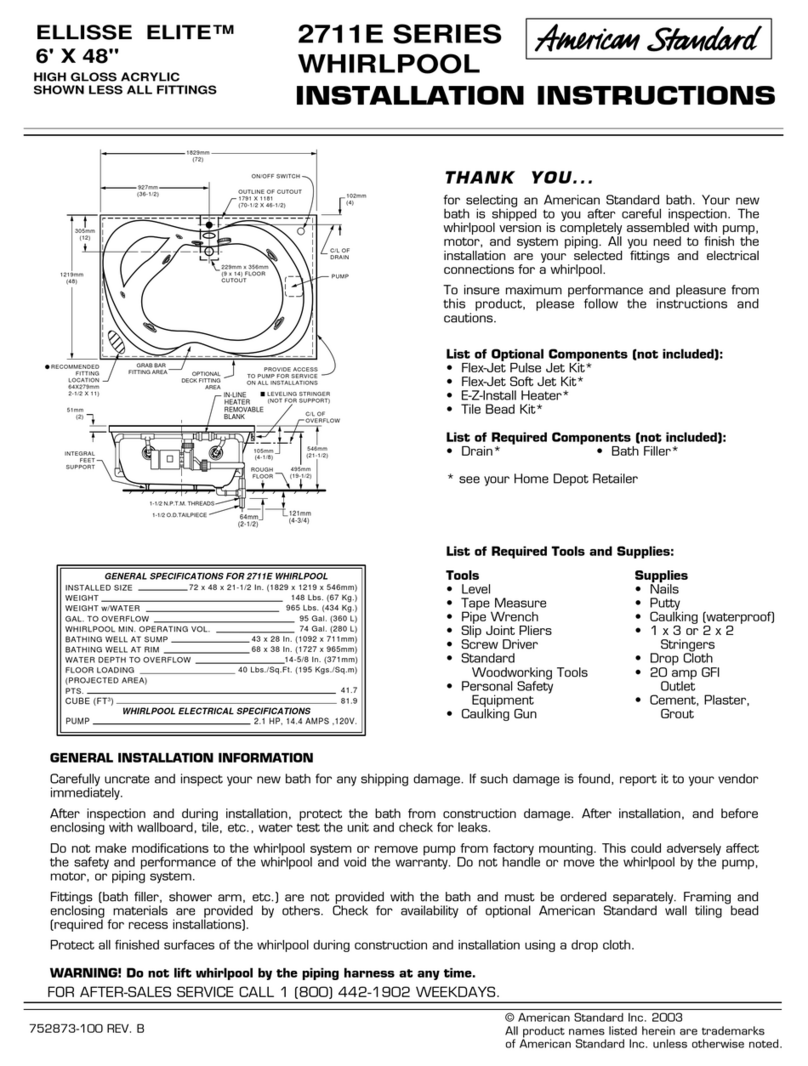 American Standard Ellisse Elite 2711E Series User manual