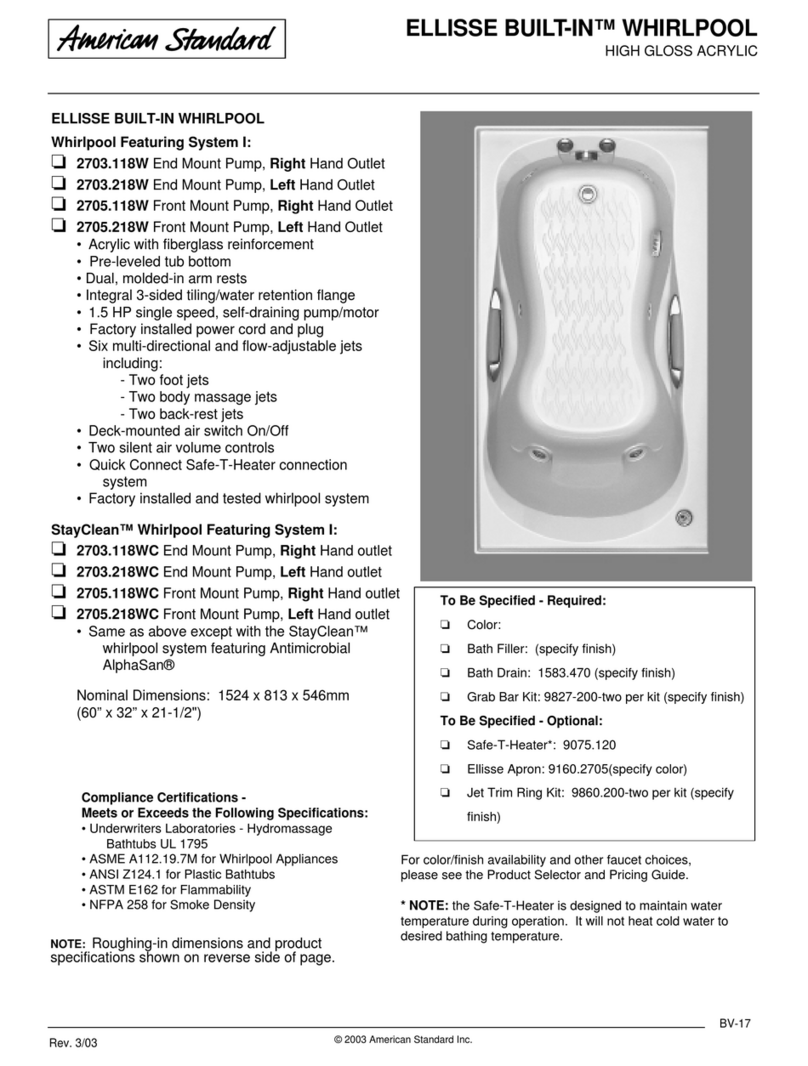 American Standard Ellisse Built-In 2703.118W Specification sheet