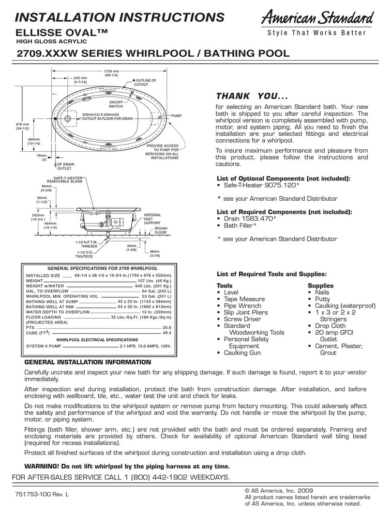 American Standard ELLISSE OVAL 2709 User manual