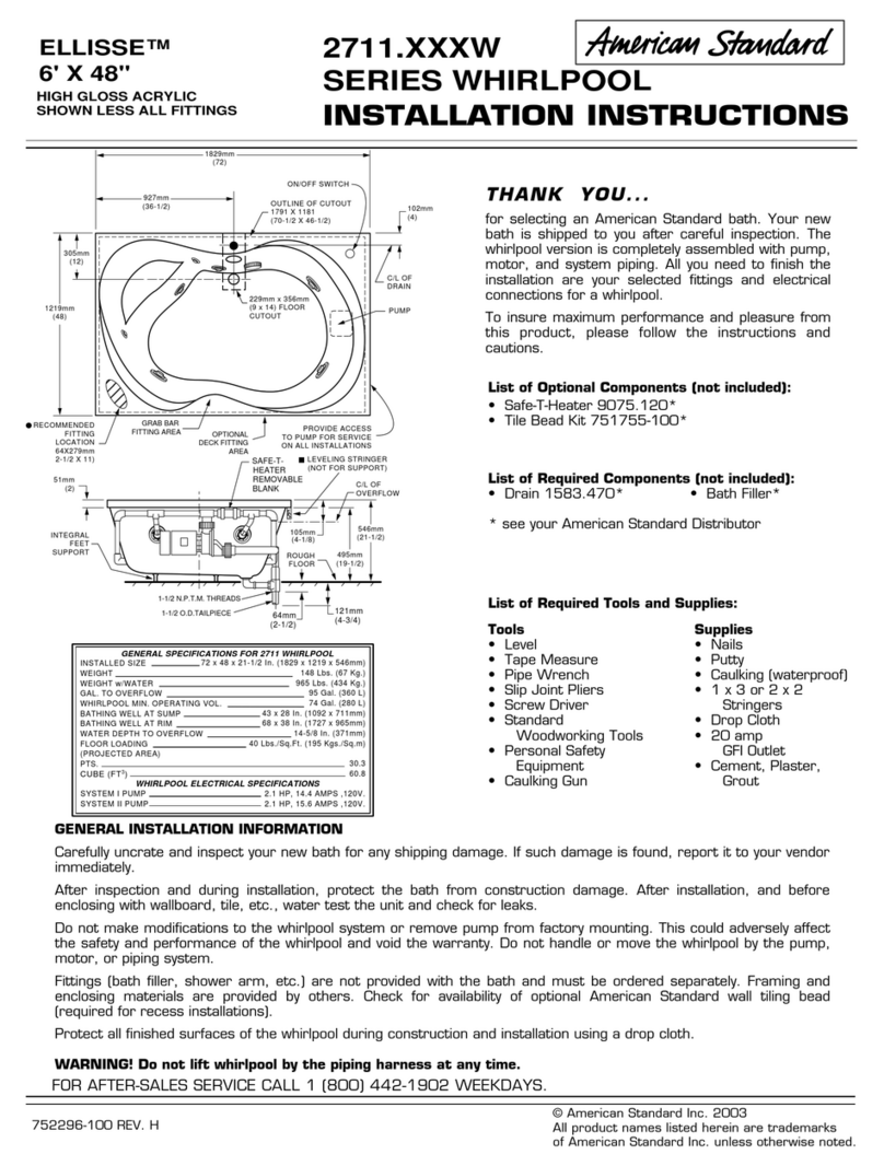 American Standard Ellisse 2711.XXXW Series User manual American Standard Ellisse 2711.XXXW Series User manual