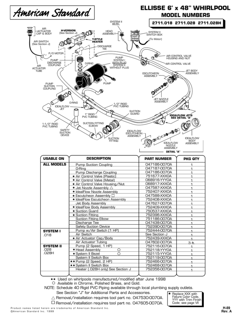 American Standard Ellisse 2711.018 parts list American Standard Ellisse 2711.018 parts list