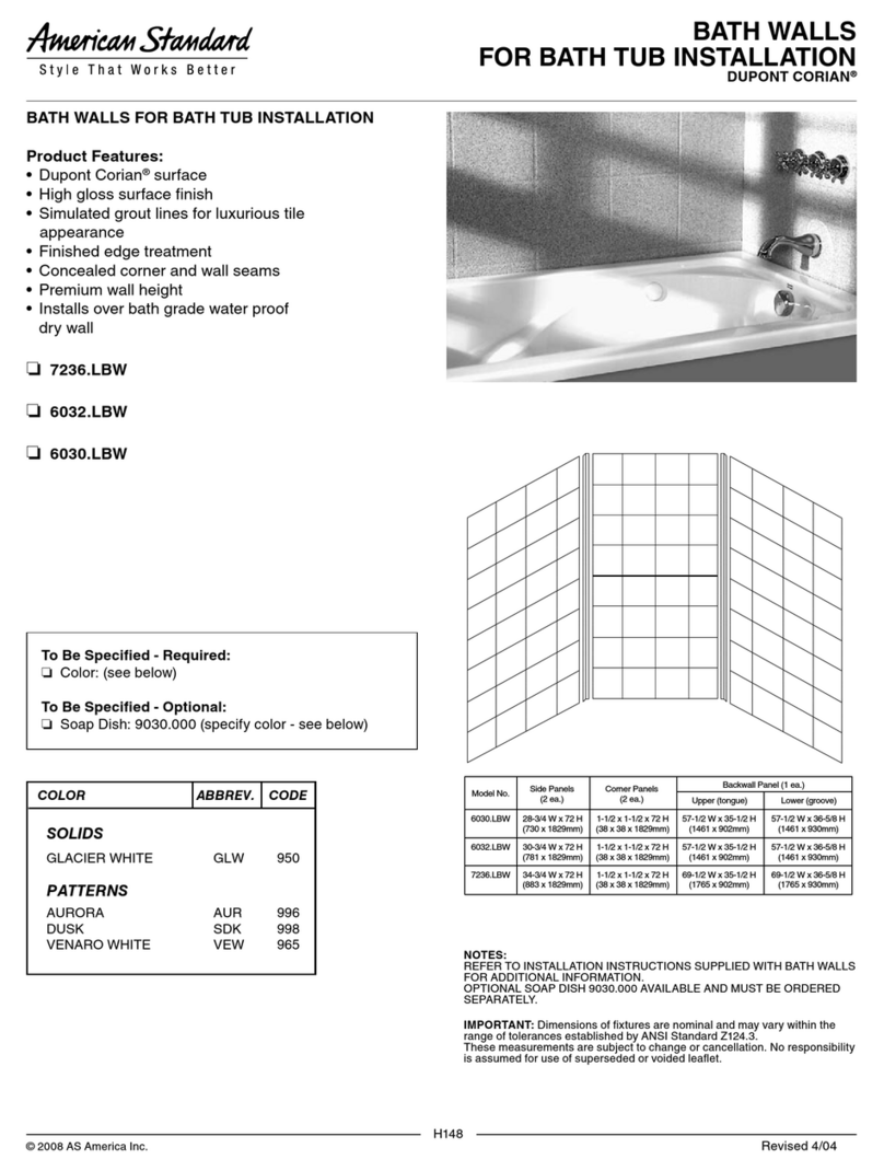 American Standard Dupont Corian 6030.LBW Specification sheet American Standard Dupont Corian 6030.LBW Specification sheet