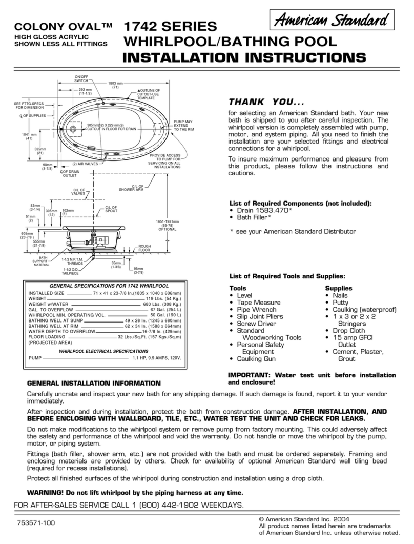American Standard Colony Oval 1742 Series installation instructions American Standard Colony Oval 1742 Series installation instructions