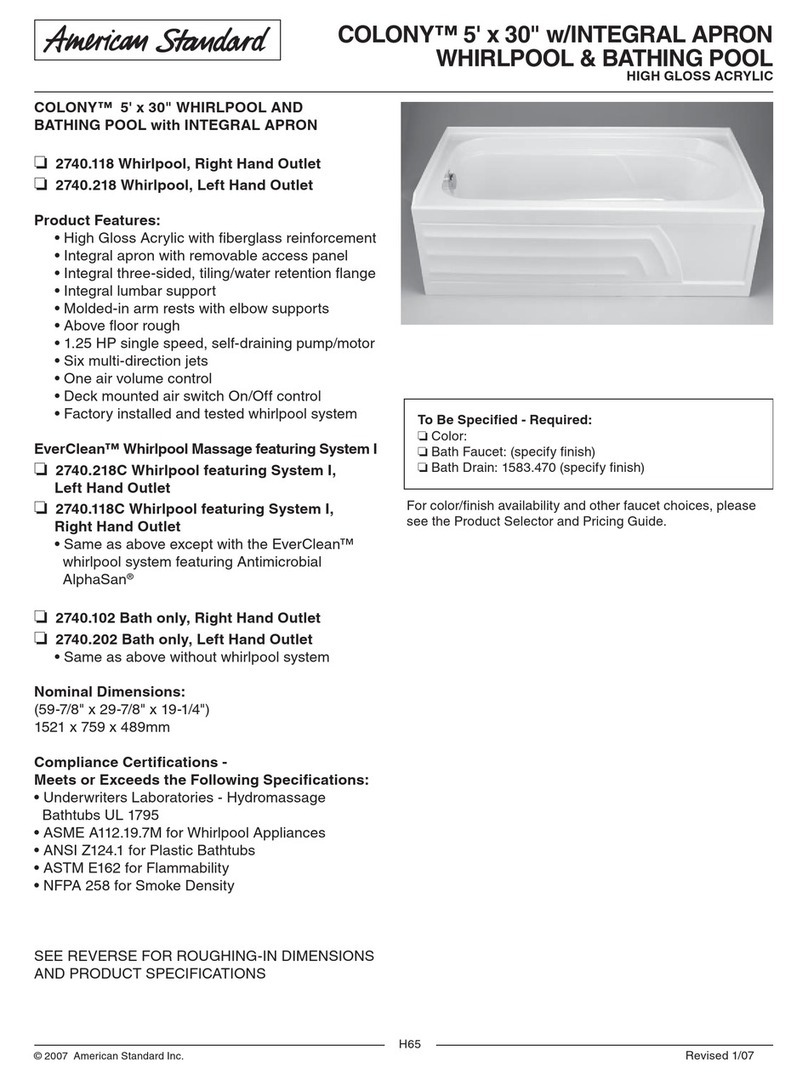 American Standard Colony 2740.118C Specification sheet American Standard Colony 2740.118C Specification sheet