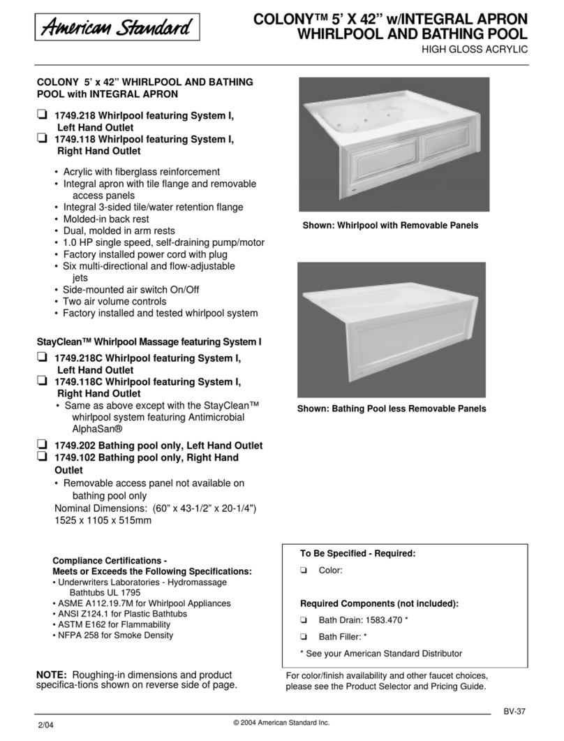 American Standard Colony 1749.118 Specifications