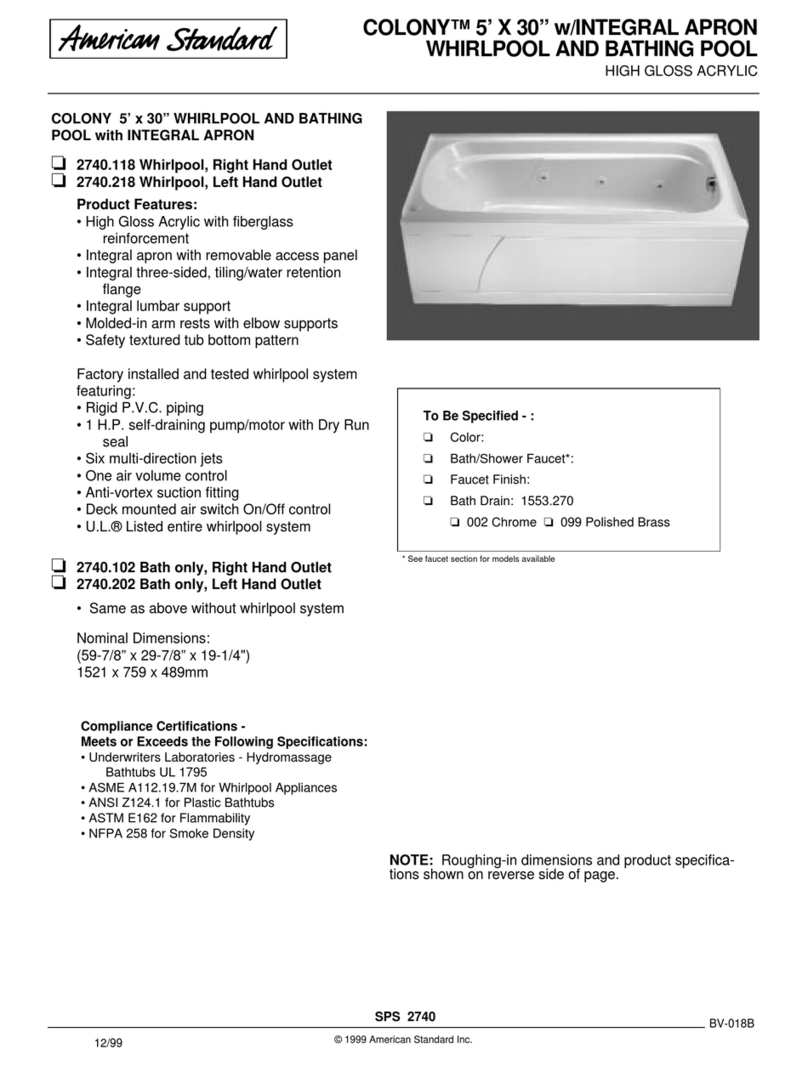 American Standard Colony 2740.102 Specifications