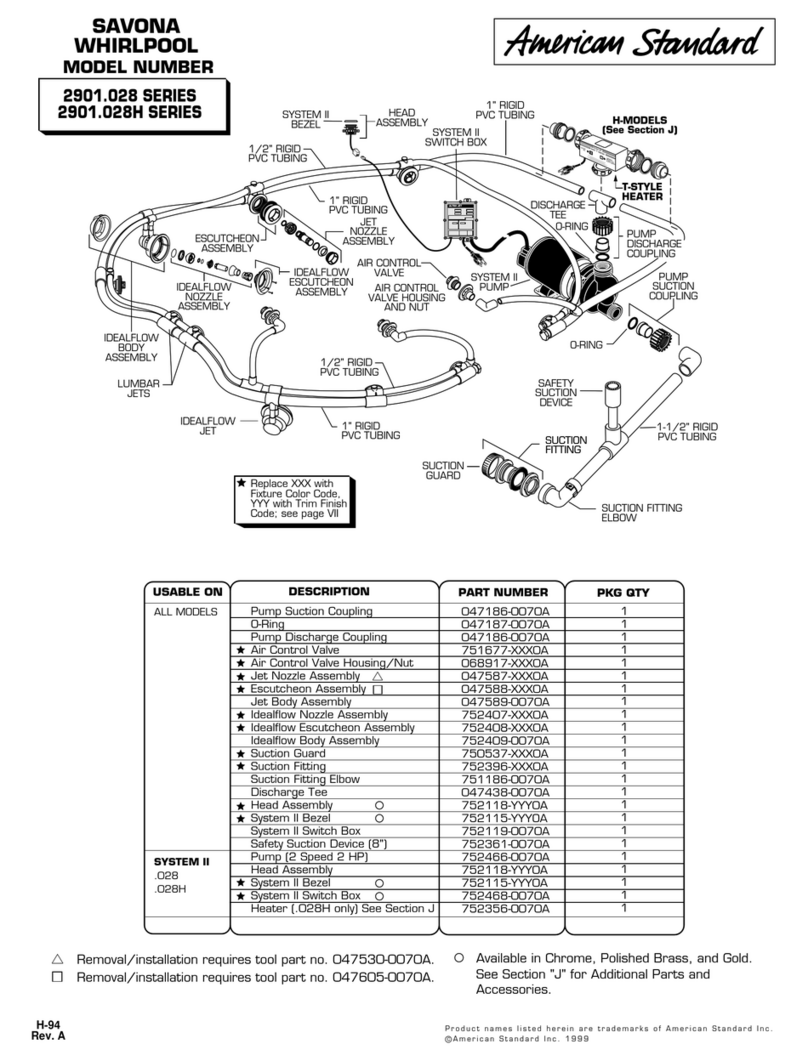 American Standard SAVONA 2901.028 SERIES parts list American Standard SAVONA 2901.028 SERIES parts list