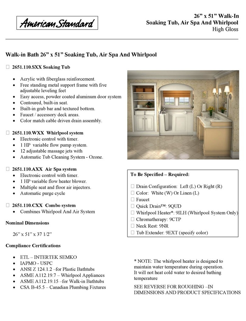 American Standard 2651.110.AXX Specifications American Standard 2651.110.AXX Specifications