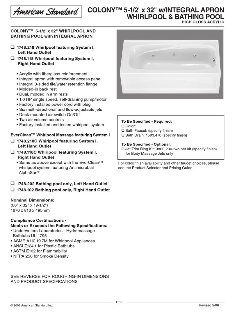 American Standard 1748 Specifications American Standard 1748 Specifications