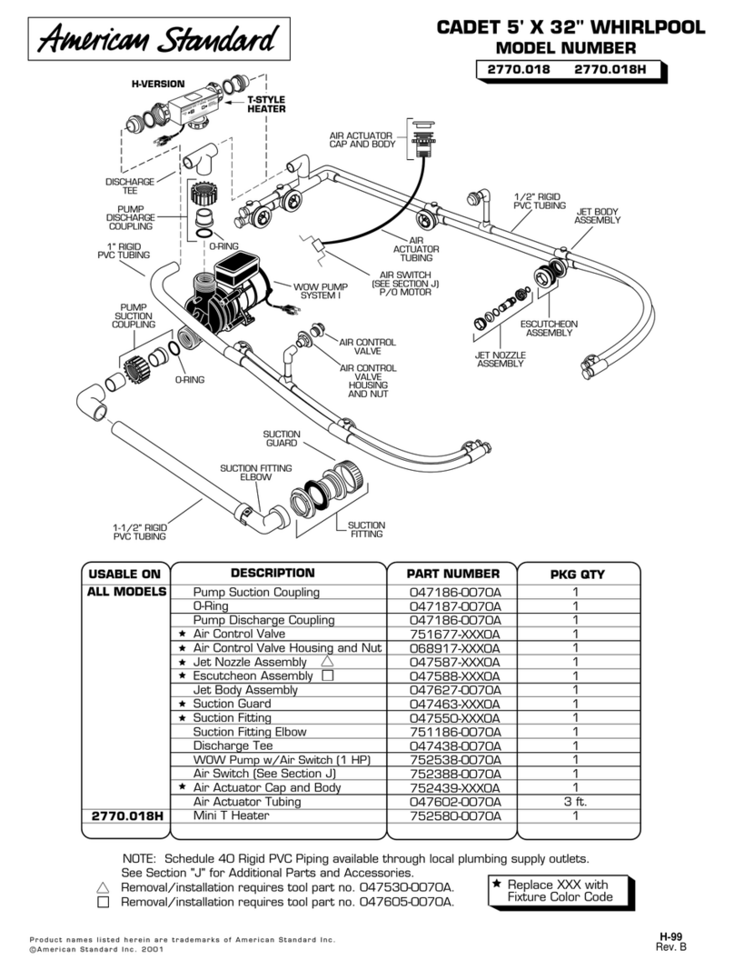 American Standard Cadet 2770.018H User manual