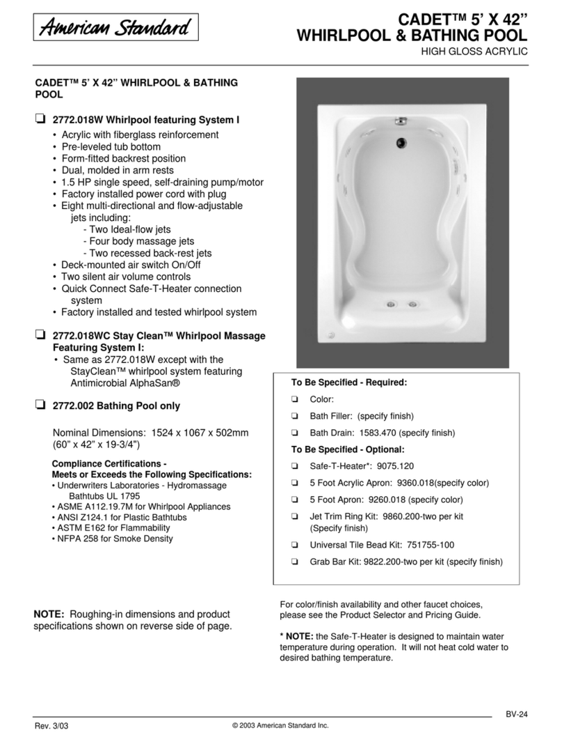 American Standard Cadet 2772.002 Specification sheet