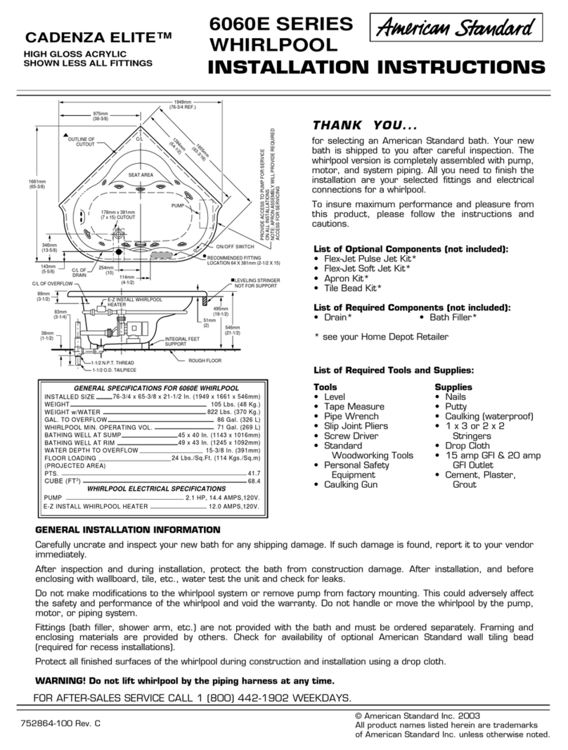 American Standard CADENZA ELITE 6060E SERIES User manual