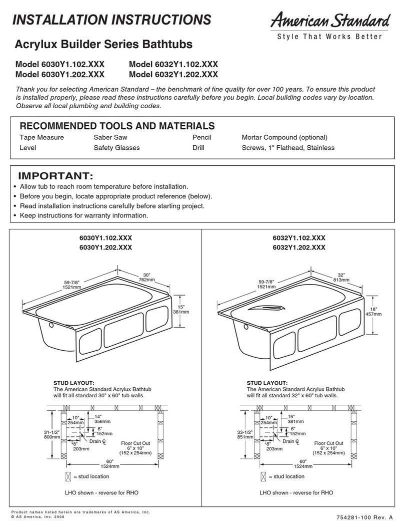 American Standard Acrylux Builder Series Bathtubs... installation instructions