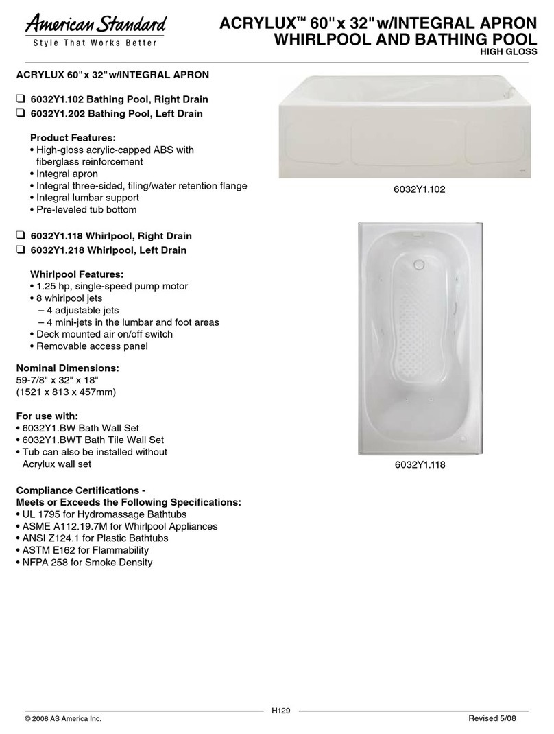 American Standard ACRYLUX 6032Y1.102 Operating and safety instructions