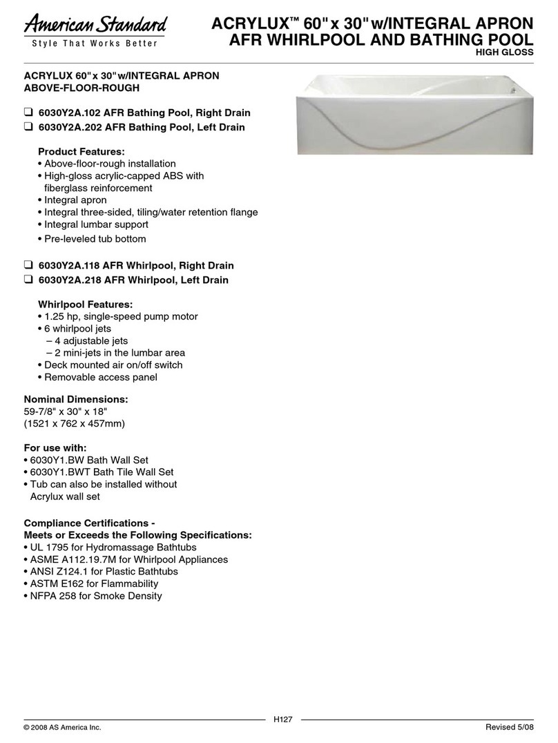 American Standard Acrylux w/ Integral Apron AFR Whirlpool and Bathing Pool... Operating and safety instructions