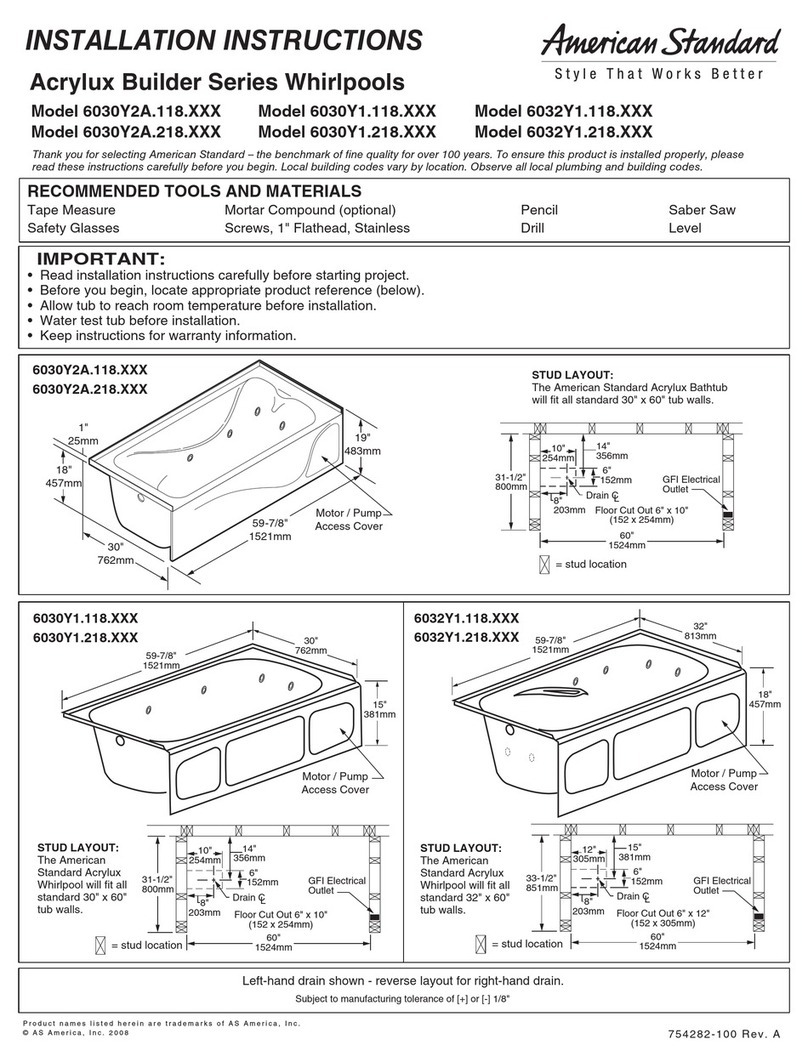 American Standard Acrylux Builder Series Whirlpools... User manual American Standard Acrylux Builder Series Whirlpools... User manual