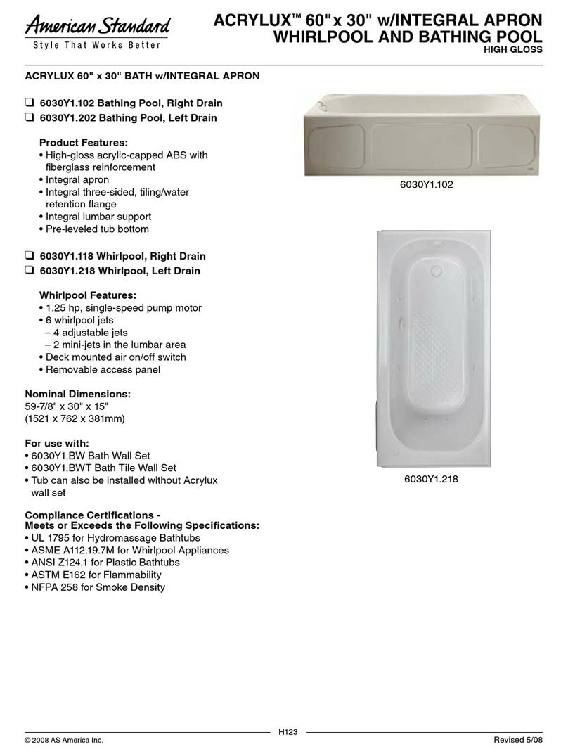 American Standard ACRYLUX 6030Y1.102 Features & dimensions American Standard ACRYLUX 6030Y1.102 Features & dimensions