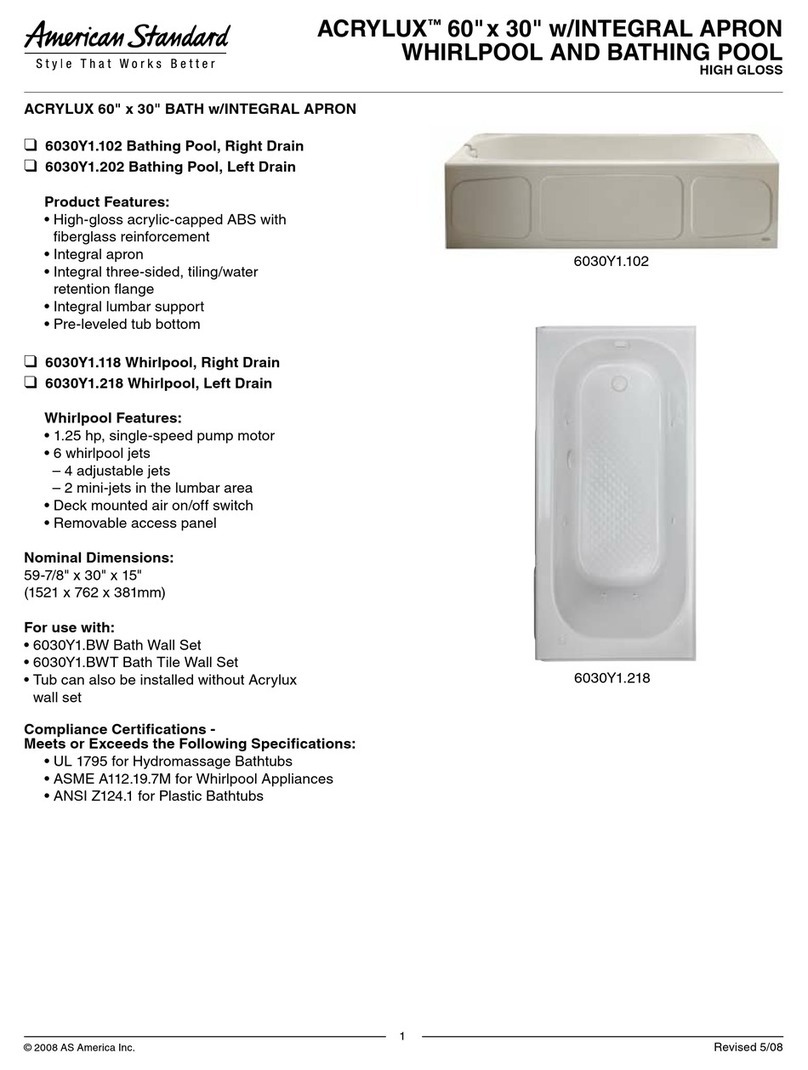 American Standard ACRYLUX 6030Y.BW installation instructions American Standard ACRYLUX 6030Y.BW installation instructions