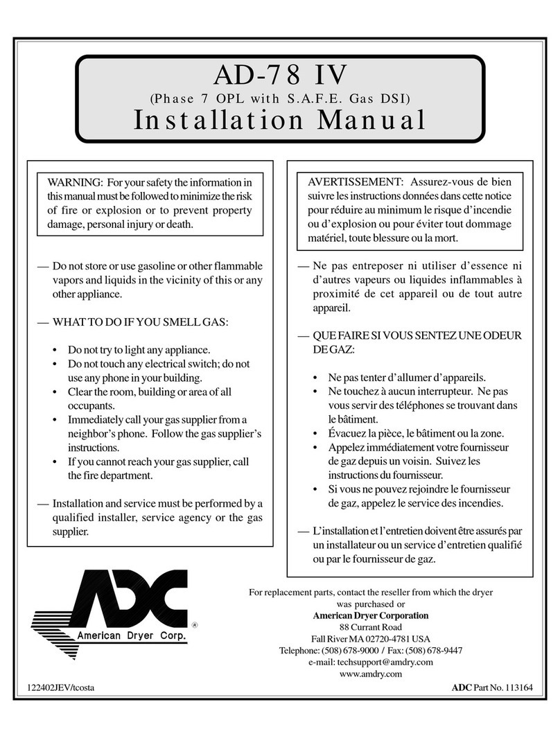 American Dryer Corp. Phase 7 OPL with S.A.F.E. Gas DSI AD-78 IV installation manual