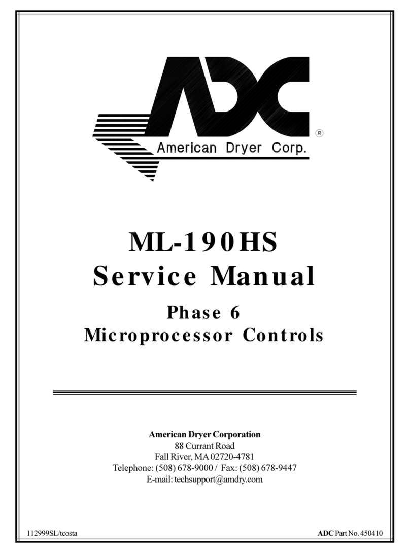 American Dryer Corp. Phase 6 Microprocessor Controls ML-190HS Service manual