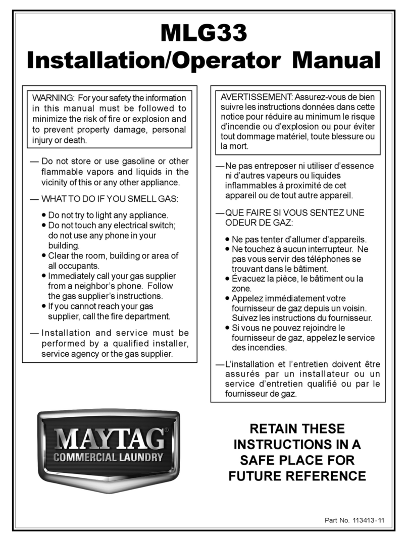 Maytag MLG33 Installation & operator's manual