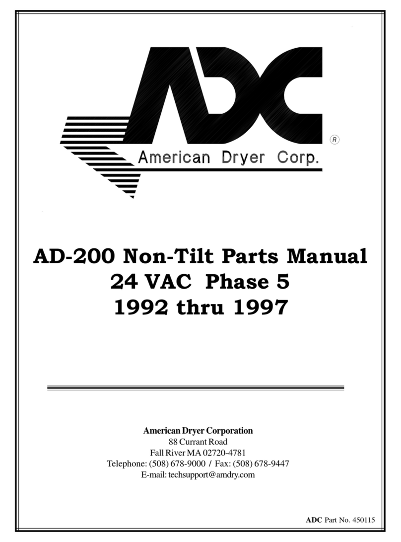 American Dryer Corp. Non-Tilting AD-200 parts manual
