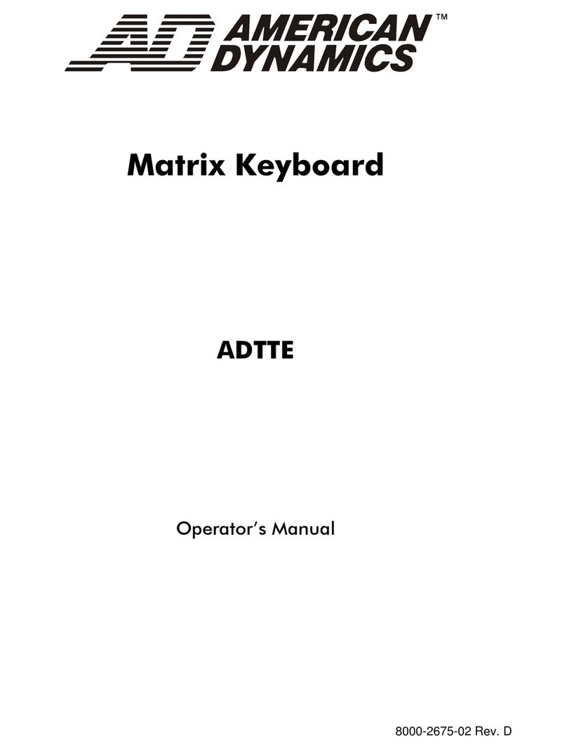 American Dynamics Matrix Keyboard User manual