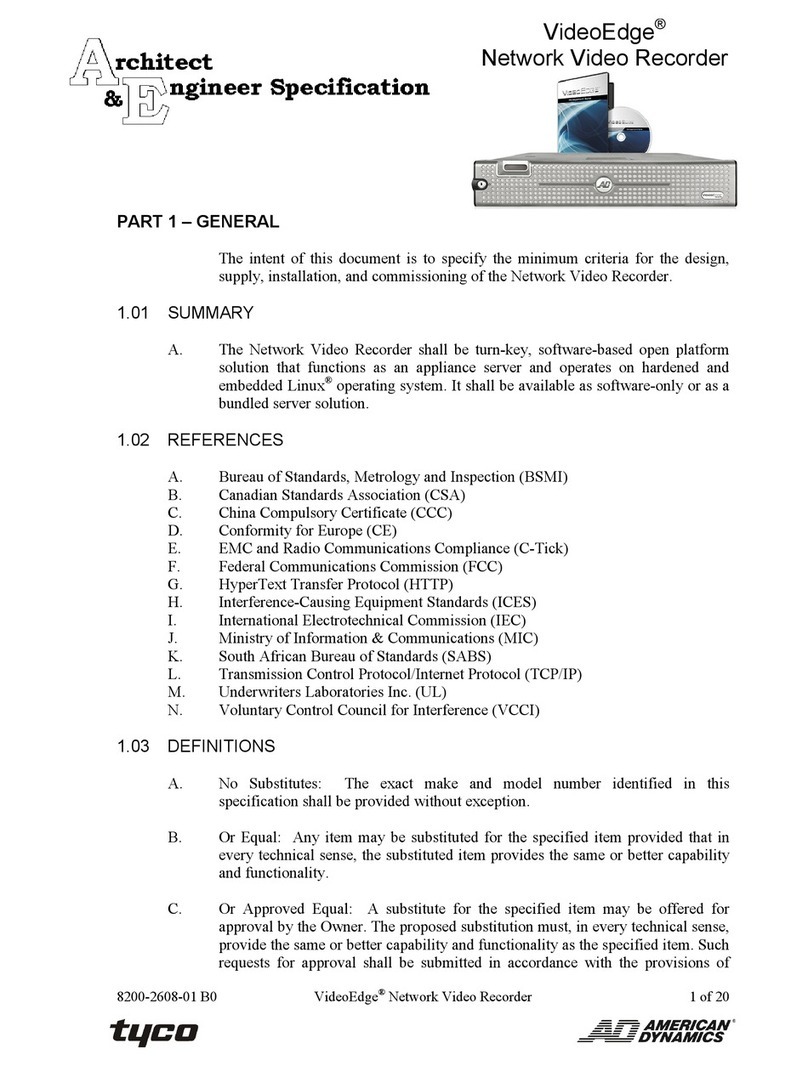 American Dynamics VideoEdge ADNSNVR-CL1 Architect & engineer Specification
