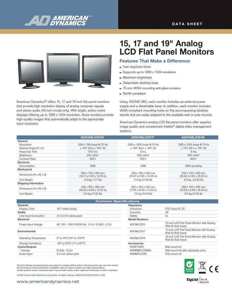 American Dynamics Tyco ADCMLCD15 User manual