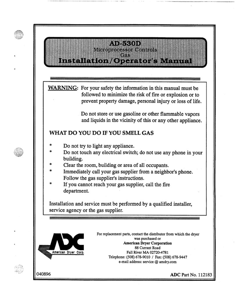 American Dryer Corp. Microprocessor Control Gas v Operator's manual