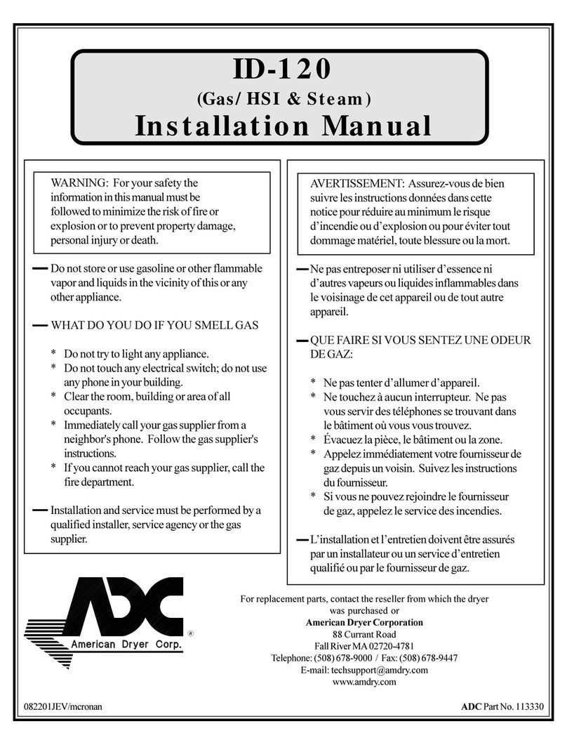 American Dryer Corp. Gas/HSI & Steam ID-120 installation manual