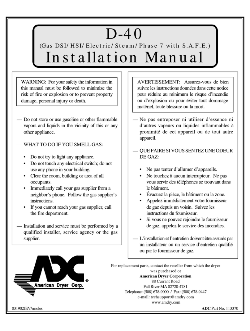 American Dryer Corp. Gas DSI/HSI/Electric/Steam/Phase 7 with S.A.F.E.... installation manual