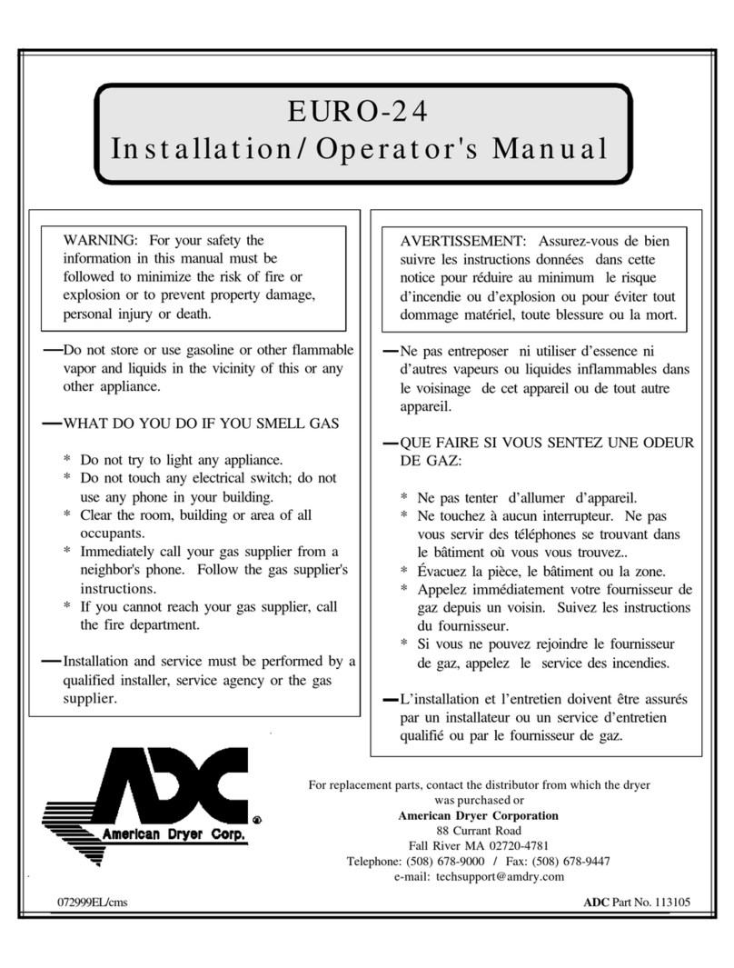 American Dryer Corp. EURO-24 Installation & operator's manual