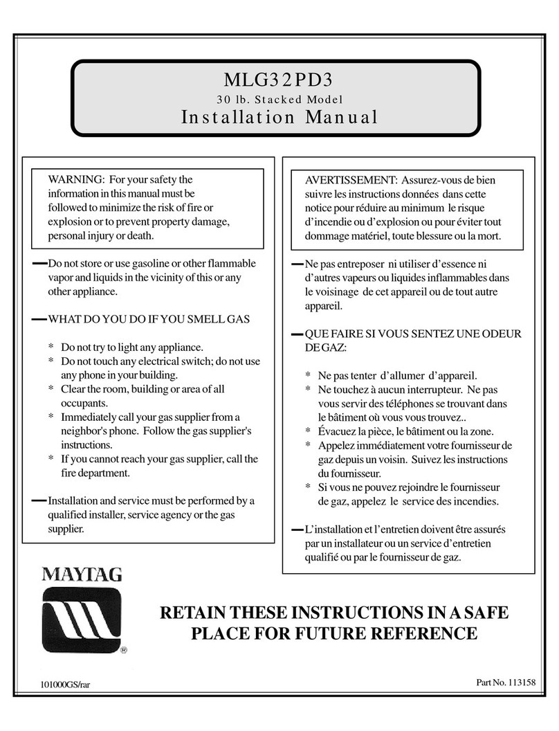 Maytag MLG32PD3 installation manual