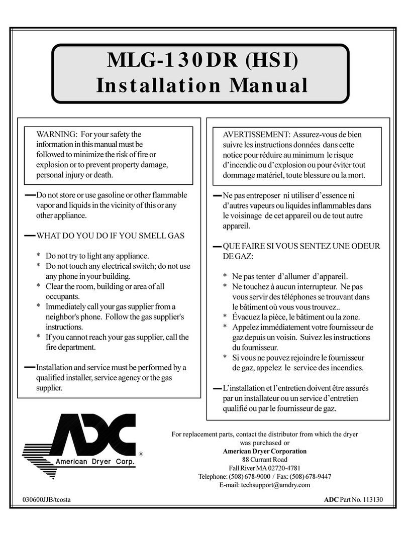American Dryer Corp. MLG-130DR (HSI) User manual