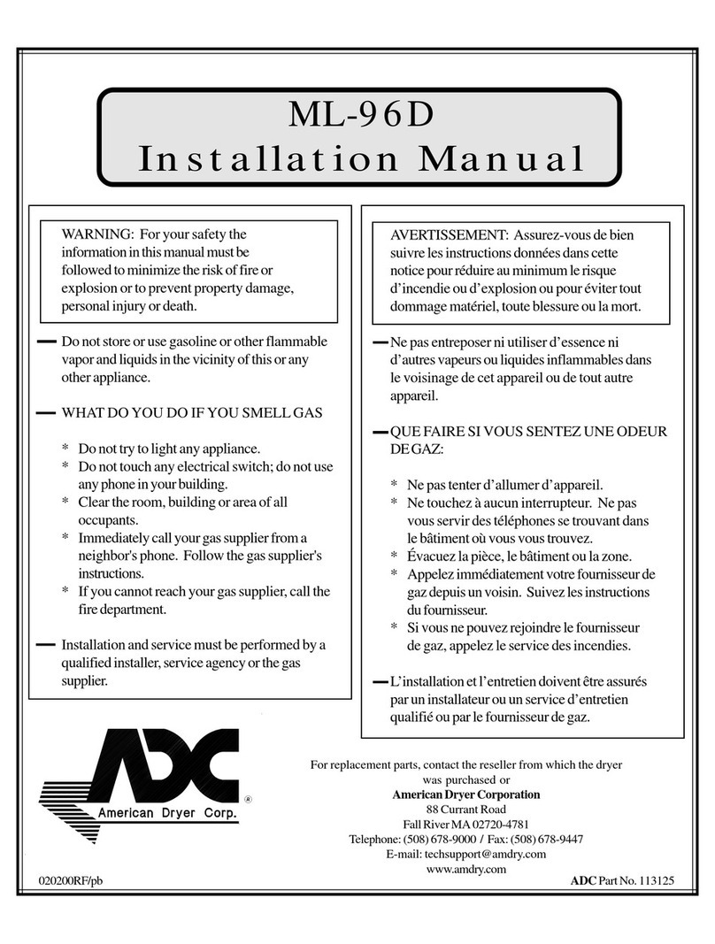 American Dryer Corp. ML-96D installation manual