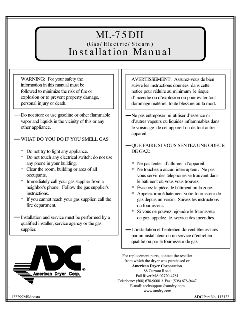American Dryer Corp. ML-75DII installation manual