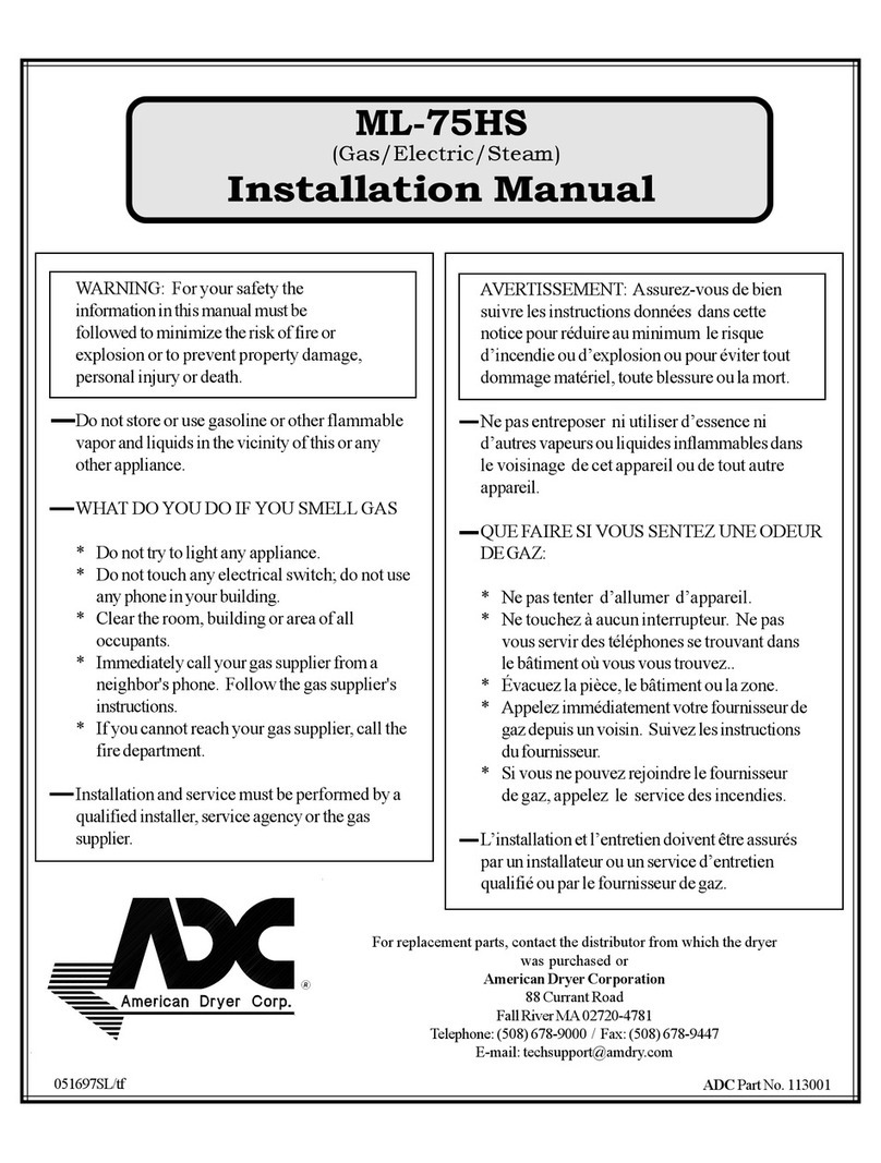 American Dryer Corp. ML-75HS installation manual