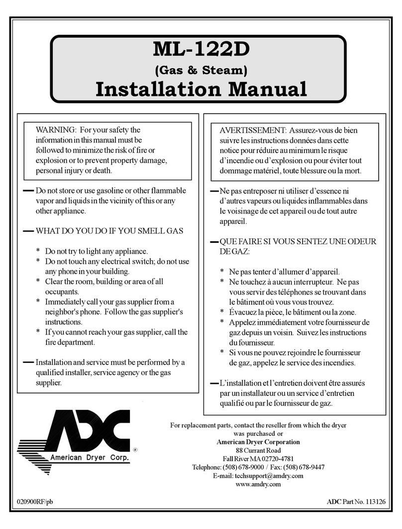 American Dryer Corp. ML-122D installation manual