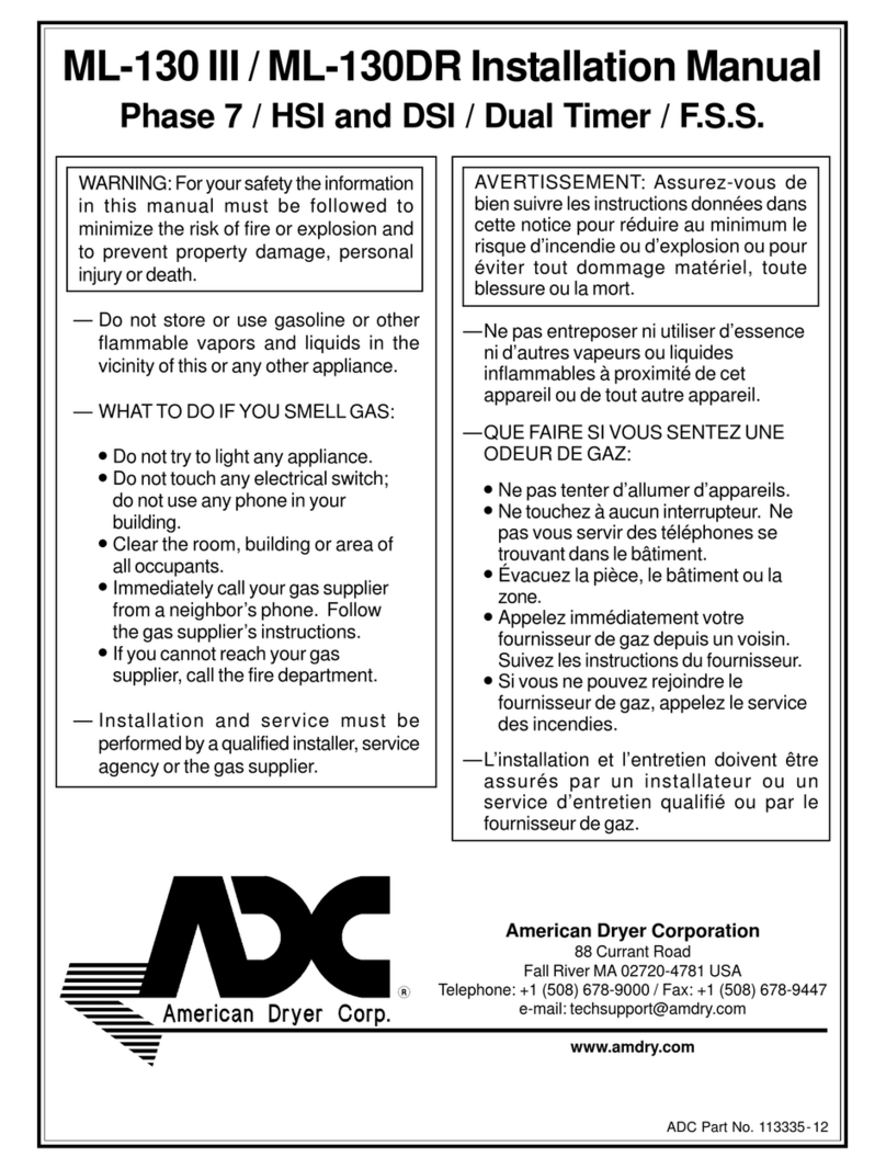 American Dryer Corp. ML-130 III installation manual