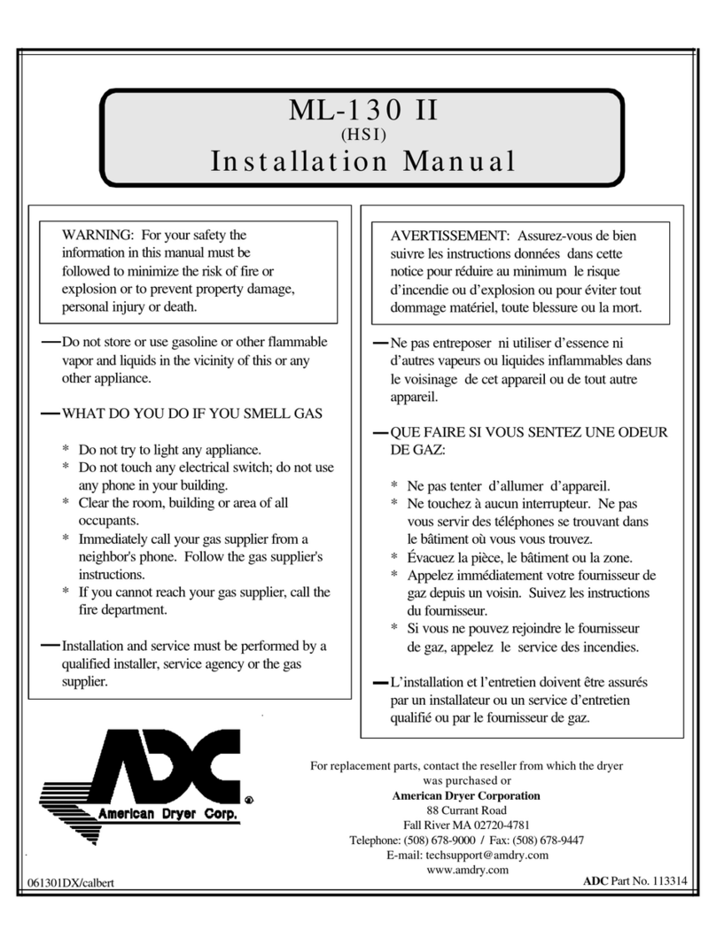 American Dryer Corp. ML-130 II installation manual
