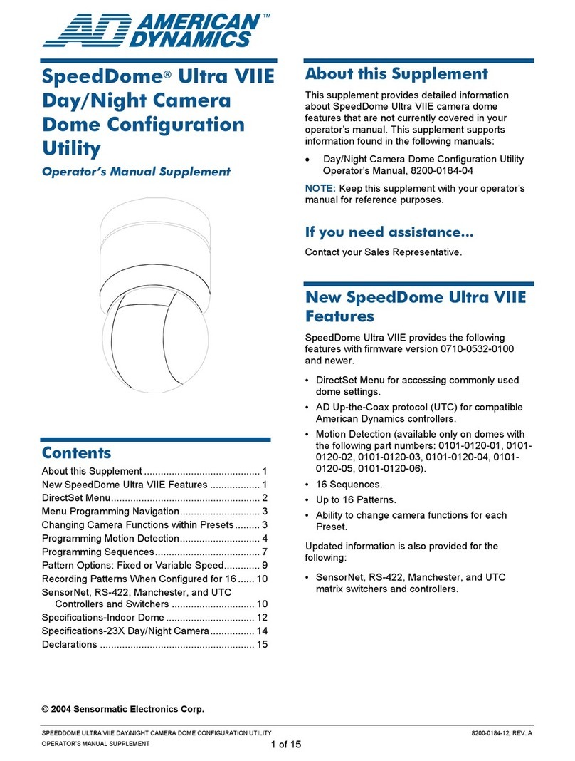 American Dynamics SpeedDome Ultra VIIE User manual