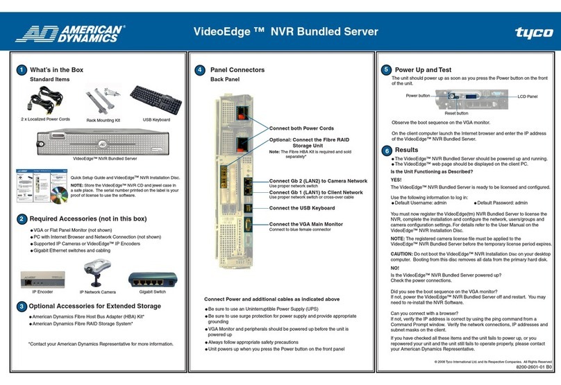 American Dynamics VideoEdge NVR Bundled Server Quick setup guide American Dynamics VideoEdge NVR Bundled Server Quick setup guide