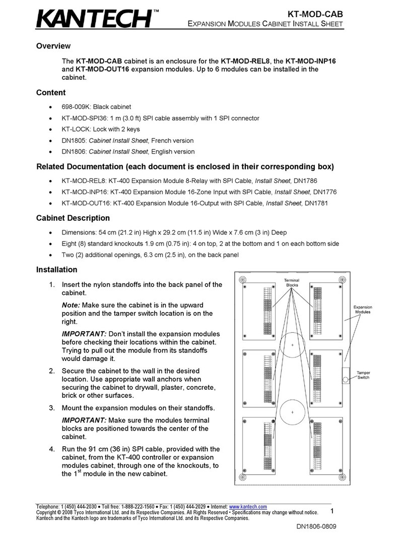 Kantech Expansion Modules Cabinet KT-MOD-CAB Installation sheet