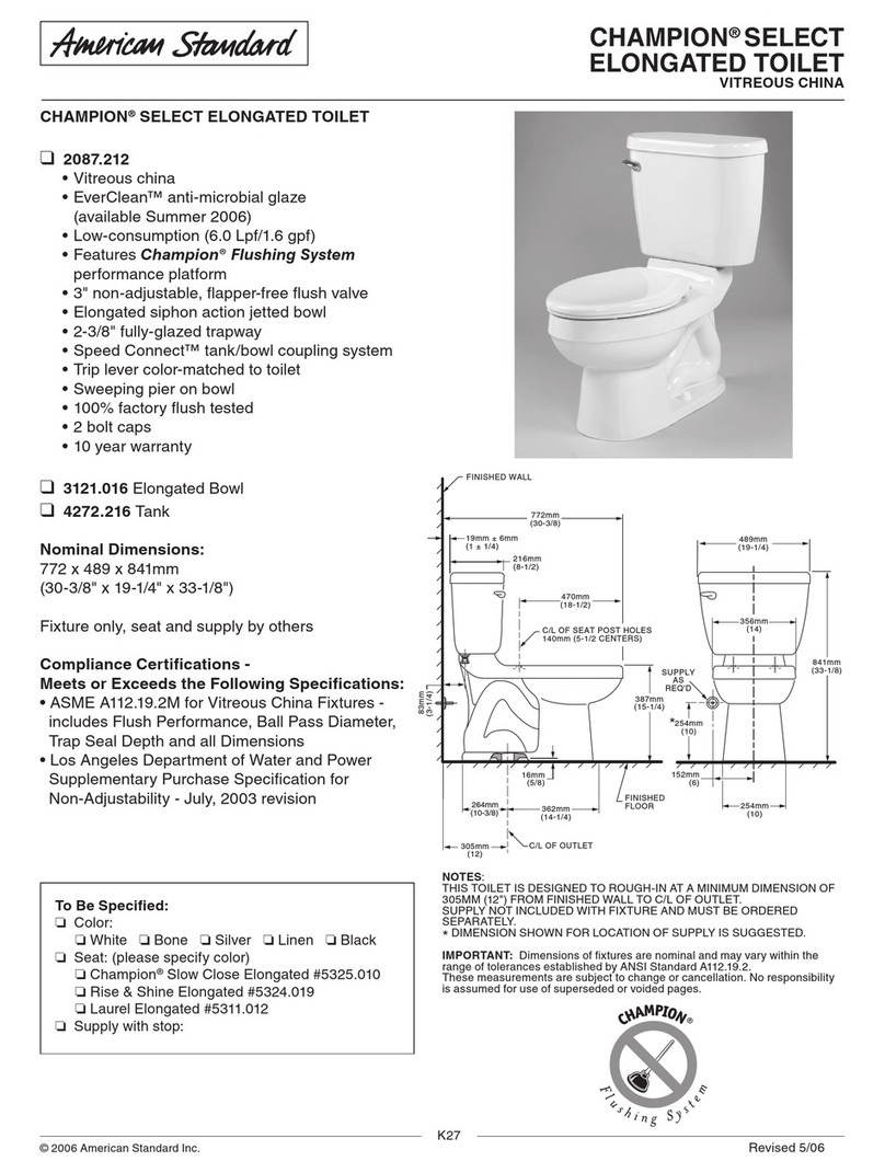 American Standard Champion 2087.212 Specification sheet