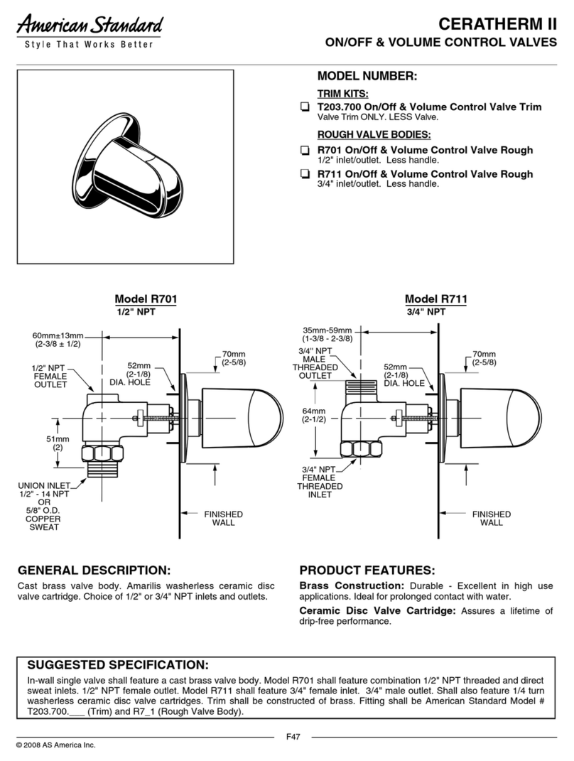 American Standard Ceratherm II On/Off & Volume Control Valves... Owner's manual American Standard Ceratherm II On/Off & Volume Control Valves... Owner's manual